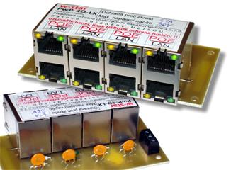 4 portový napájecí power panel s ochranou proti přepětí, pojistkou a signalizací,60V