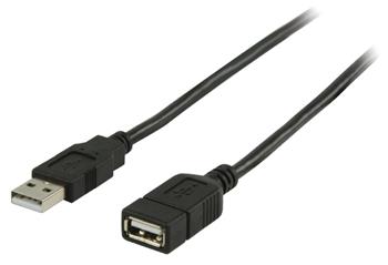 Valueline VLCP60010B10 - Prodlužovací Kabel USB 2.0 A zástrčka - A zásuvka Kulatý 1.00 m, černá