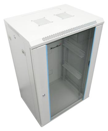 XtendLan 22U/600x450, na zeď, jednodílný, skleněné dveře, šedý