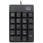 Adesso AKB-601UB/ drátová numerická klávesnice/ odolná proti polití tekutinou/ USB/ černá