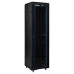 ADEX Stojanový rozvaděč 32U, 600mm, černý, rozložený, skleněné dveře