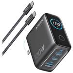 Anker Prime nabíječka/ 100W/ 2x USB-C/ USB/ displej/ šedá + USB-C kabel