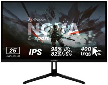 AROZZI NOVA herní monitor 24,5" 25T1K400 Black/ LED/ IPS/ 1920x1080/ 400Hz/ 1000:1/ 1ms/ 2xHDMI/ 2xDP/ černý