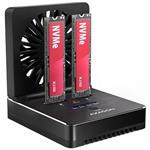 AXAGON ADSA-M2C22, USB-C 20Gbps dokovací stanice pro 2× M.2 NVMe/SATA SSD s funkcí klonování