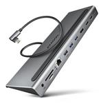 AXAGON HMC-4KX3, USB-C 5Gbps dokovací stanice, 2x HDMI + DP, 3x USB, RJ-45, SD/mSD, audio, PD 100W