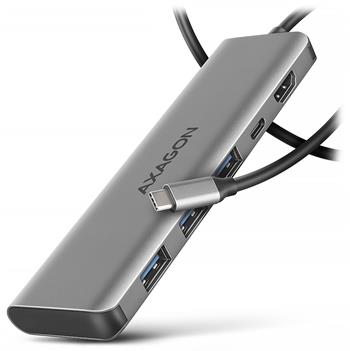 AXAGON HMC-5H, USB 5Gbps hub, 3x USB-A, HDMI 4k/30Hz, PD 100W, kabel USB-C 100cm