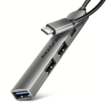 AXAGON HUE-STC, 4x USB ALU STRIP hub, 1x USB-A 5Gbps, 2x USB-A & 1x USB-C 480Mbps, kabel USB-C 12cm