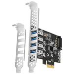 AXAGON PCEU-43RS, PCIe řadič, 4x USB 3.2 Gen 1 port, 5 Gbps, napájení z PCIe nebo SATA, SP & LP