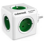 Cubenest Powercube Original,  5× zásuvka, bílá/zelená, dětská pojistka, uzemnění, max. 16A/250V~3680W/50-60Hz