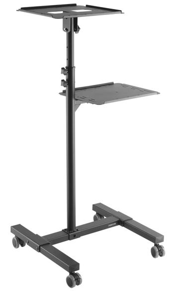 Fonestar Mobilní stojan pro projektor/notebook, nosnost 10 kg, 2 police, výška 95–145 cm, náklon, kolečka, černý