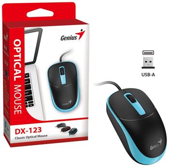 GENIUS DX-123 Ocean Blue/ drátová/ 1200 dpi/ USB/ černomodrá