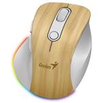 GENIUS Ergo 9000S Pro Pine Wood/ duální Bluetooth+2,4GHz/ 2400dpi/ bezdrátová/ 6 tlačítek/ dobíjecí/ RGB/ barva borovic