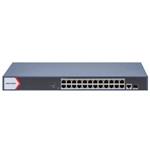 Hikvision Smart managed switch 24x Gb PoE + 1x Gb RJ45 + 1xGb SFP, 370W, Super PoE - dosah až 300m