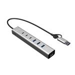 i-tec USB-C/USB-A Metal HUB 6 port (3x USB-C, 3x USB-A), LAN, Power Delivery 85W