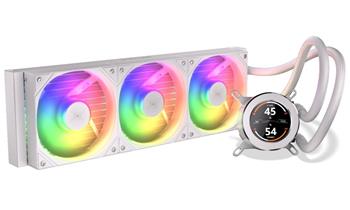 Krux vodní chladič CPU HydroGlance 360 ARGB LCD White / 3x120mm ARGB / PWM / display / AMD i Intel / bílý
