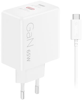 Lenovo Dual USB-C 65W GaN Charger, white
