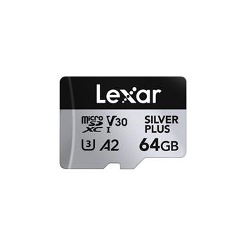 Lexar 64GB H-P Silver Plus microSDHC s adp C10 A2