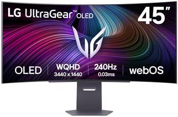 LG monitor zakřivený 45GX90SA-B 44,5 " OLED/3440x1440/21:9/275cd/m2/240 HZ/0,03ms/ DP/HDMI/USB-C/LAN/7Wx2/výškově stav.