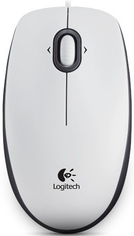 Logitech B100/Kancelářská/Optická/800 DPI/Drátová USB/Bílá