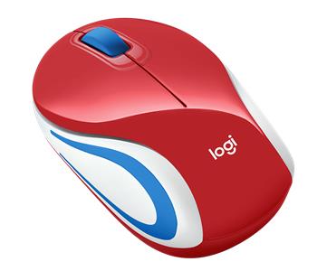 Logitech myš Wireless Mini Mouse M187, optická, 2 tlačítka, červená,1000dpi