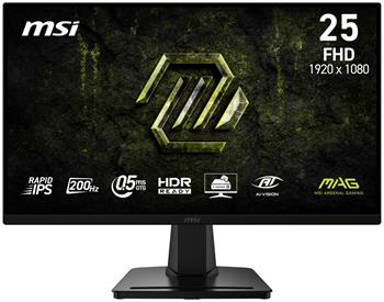 MSI Gaming MAG 256F E20/ 25"/ 1920x1080/ IPS/ 0,5ms/ 200Hz/ 300cd/m2/ 1000:1/ HDMI/ DP/ VESA/ černý