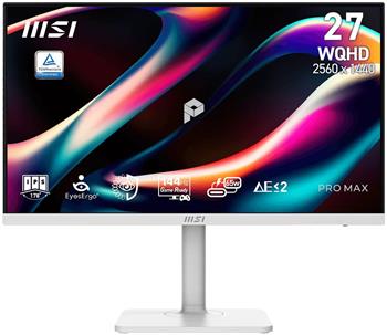 MSI Gaming PRO MAX 271QPHW E14/ 27"/ 2560x1440/ IPS/ 4ms/ 144Hz/ 300cd/m2/ 1300:1/ HDMI/ DP/ USB/ VESA/ bílý
