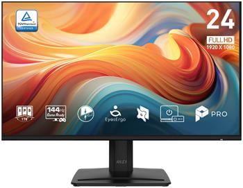 MSI PRO MP243 E14/ 24"/ 1920x1080/ IPS/ 4ms/ 144Hz/ 300cd/m2/ 1500:1/ HDMI/ DP/ VESA/ černý