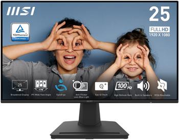 MSI PRO MP252/ 24"/ 1920x1080/ IPS/ 4ms/ 100Hz/ 300cd/m2/ 1300:1/ HDMI/ DP/ VESA/ černý