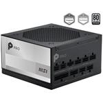MSI zdroj PRO A1000PL PCIE5/ 1000W/ ATX3.1/ akt. PFC/ 7 let celk. záruka/ 120mm fan/ modulární kabeláž/ 80PLUS Platinum