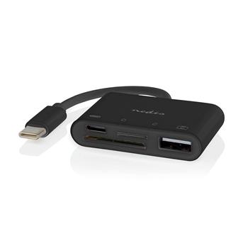 Nedis CCGB64780BK01 - USB hub| 1x USB-C™ | 1x USB A / 1x USB-C™ | 4 Porty port(s) | USB 2.0 | Napájení z USB | SD & Mic