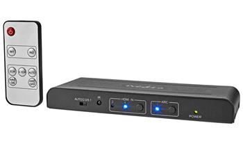 NEDIS HDMI extraktor/ 2x HDMI vstup/ TosLink zásvuka/ 1x 3.5 mm/ 1x HDMI výstup/ 2x RCA/ 4K@60Hz/ 18 Gbps/ kov/ antraci