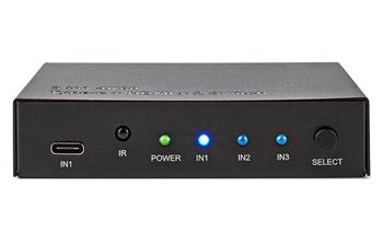 NEDIS HDMI přepínač/ 1x USB-C/ 2x HDMI vstup/ 1x HDMI výstup/ 4K@60Hz/ 18.0 Gbps/ kov/ antracit