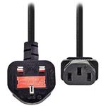 NEDIS napájecí kabel/ přímý/ úhlový/ konektor IEC-320-C13/ zástrčka UK/ kulatý/ černý/ 3m