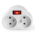 NEDIS síťový rozbočovač/ 2x zásuvka typu E (s kolíkem)/ 250 V AC 50/60 Hz/ 16 A/ 3500 W/ vypínač/ bílý
