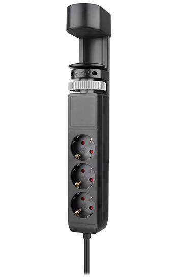 Neomounts DS22-840BL6 VOLT Desk Clamp socket with Quick-charge USB Ports, 3x type-F 230V, 1x USB-A 18W, 2x USB-C 20W