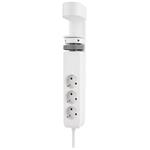 Neomounts DS22-840WH6  VOLT Desk Clamp socket with Quick-charge USB Ports, 3x type-F 230V, 1x USB-A 18W, 2x USB-C 20W