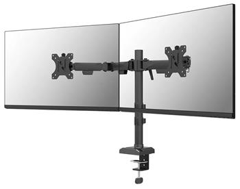 Neomounts NERO Double Flat Screen Desk Mount 10-32 " (phone holder+Quick-fix clamp/grommet)