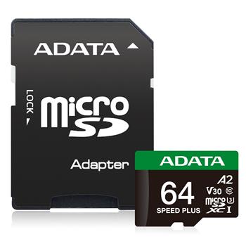 Adata Speed Plus/Micro SD/64GB/UHS-I U3 / Class 10/+ Adaptér
