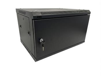 ADEX rozvaděč 6U 450mm černý, nástěnný, kovové dveře, rozložený