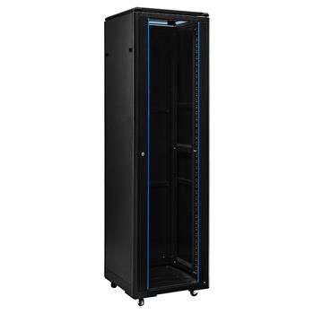 ADEX Stojanový rozvaděč 32U, 600mm, černý, rozložený, skleněné dveře