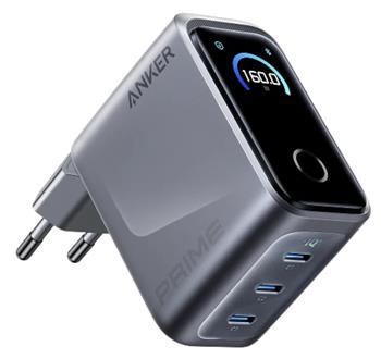 Anker Prime nabíječka/ 160W/ 3x USB-C/ displej/ stříbrná