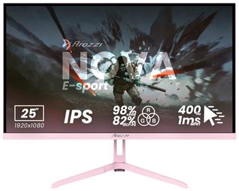 AROZZI NOVA herní monitor 24,5" 25T1K400 Pink/ LED/ IPS/ 1920x1080/ 400Hz/ 1000:1/ 1ms/ 2xHDMI/ 2xDP/ růžový