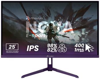 AROZZI NOVA herní monitor 24,5" 25T1K400 Purple/ LED/ IPS/ 1920x1080/ 400Hz/ 1000:1/ 1ms/ 2xHDMI/ 2xDP/ fialový