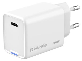 COLORWAY 1x USB-C / síťová nabíječka/ GaN/ PD/ PPS/ 65W/ Bílá