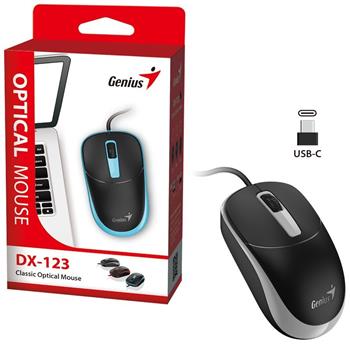 Genius DX-123 Myš, drátová, optická, 1200DPI, 3 tlačítka, USB-C, černo-šedá