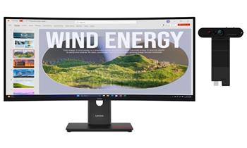 Lenovo T34WD-40 s MC60/ 34" VA, prohnutý/ 3440x1440/ 21:9/ 300cd/m2cmd/ 3000:1/ 4ms/ HDMI/ DP/ USB/ RJ45/ VESA/ černý