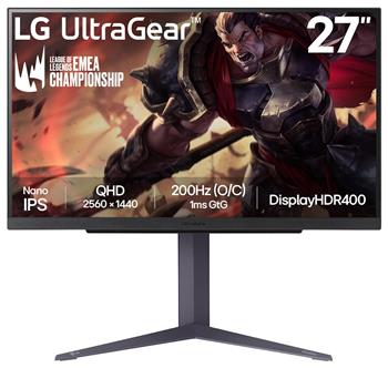 LG monitor 27GS85Q-B IPS 27"/ 2560x1440 / 180Hz/ 400cdm / 1ms/ 1000:1/DP/HDMI/PIVOT černý
