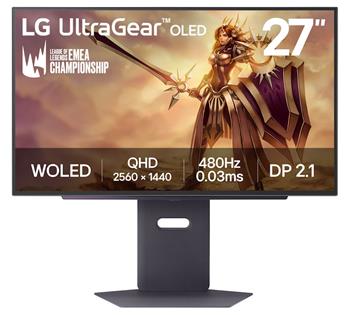 LG monitor 27GX790A-B 27" OLED/2560x1440/0,03ms/16:9/480Hz/4-pole HP/ HDMI / DP / USB/G-SYNC/ VESA