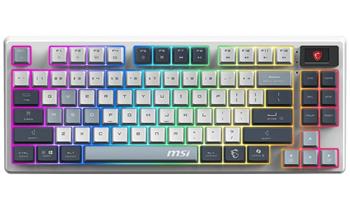 MSI herní klávesnice FORGE GK600 TKL Sky/ bezdrátová 2,4GHz+BT/ mechanická/ RGB/ USB-C/ display/ US layout