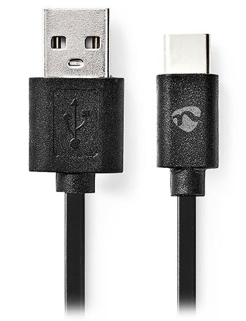 NEDIS kabel USB 2.0/ zástrčka USB-C - zástrčka USB-A/ 15W/ černý/ box/ 2m